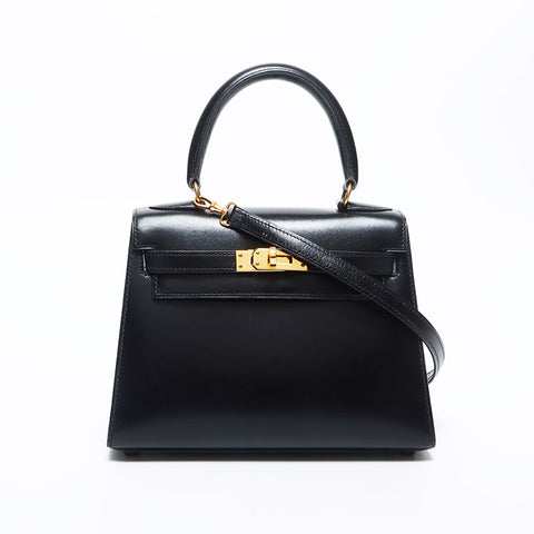 Hermes Hermes 1991 ⚪︎u雕刻迷你凯利20金硬件手提包黑色WS11461