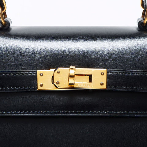 Hermes Hermes 1991 ⚪︎u雕刻迷你凯利20金硬件手提包黑色WS11461