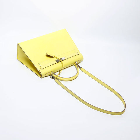 爱马仕爱马仕（Hermes Hermes Kelly）凯利32 r刻有银色硬件2014手提包黄色WS11464