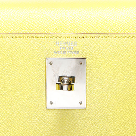 爱马仕爱马仕（Hermes Hermes Kelly）凯利32 r刻有银色硬件2014手提包黄色WS11464
