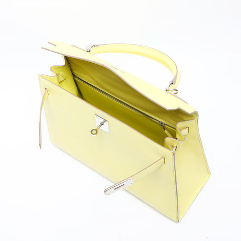 爱马仕爱马仕（Hermes Hermes Kelly）凯利32 r刻有银色硬件2014手提包黄色WS11464