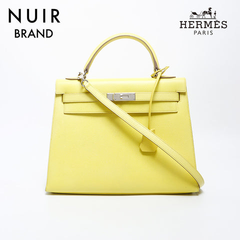 爱马仕爱马仕（Hermes Hermes Kelly）凯利32 r刻有银色硬件2014手提包黄色WS11464
