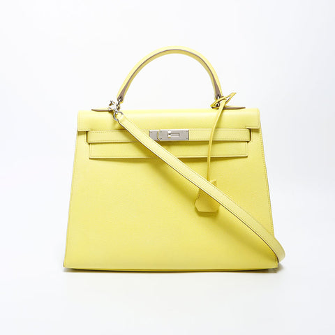 爱马仕爱马仕（Hermes Hermes Kelly）凯利32 r刻有银色硬件2014手提包黄色WS11464