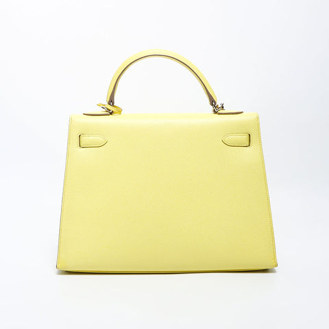 爱马仕爱马仕（Hermes Hermes Kelly）凯利32 r刻有银色硬件2014手提包黄色WS11464