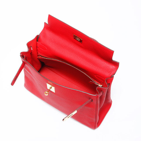 Hermès Hermes Kelly 32 B Handraillerie en or gravé sac à main rouge WS11465
