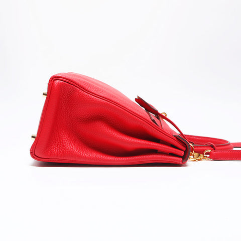 Hermès Hermes Kelly 32 B Handraillerie en or gravé sac à main rouge WS11465