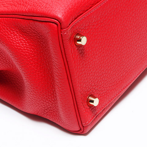 Hermès Hermes Kelly 32 B Handraillerie en or gravé sac à main rouge WS11465