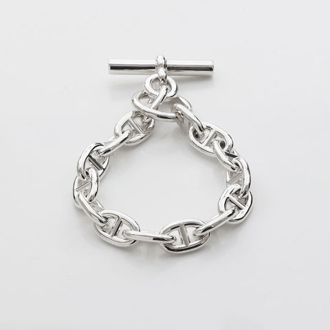 HERMES Chaine d'Ancre 925 15 frames MM bracelet Silver WS11474