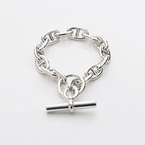 HERMES Chaine d'Ancre 925 15 frames MM bracelet Silver WS11474