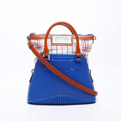 Maison Margiela 5ac 2way检查橡胶手提包蓝色WS11483