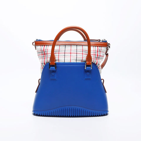 Maison Margiela 5ac 2way检查橡胶手提包蓝色WS11483