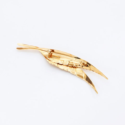 Christian Dior Wing Motif Brooch Gold WS11486