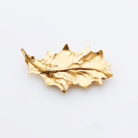Yves Saint Laurent Leaf Motif Brooch Gold WS11487