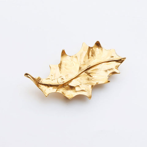Yves Saint Laurent Leaf Motif Brooch Gold WS11487