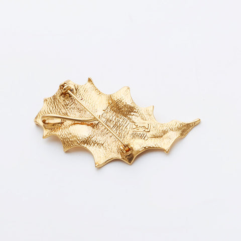 Yves Saint Laurent Leaf Motif Brooch Gold WS11487
