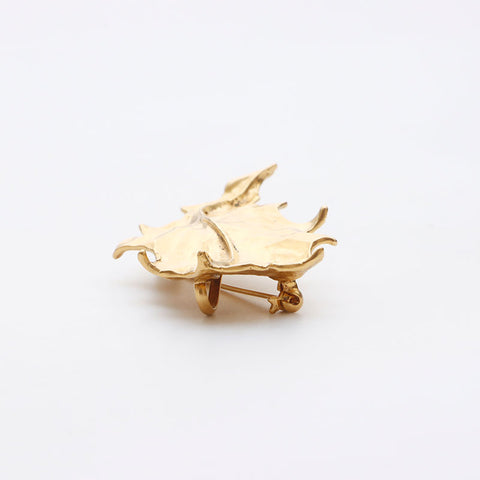 Yves Saint Laurent Leaf Motif Brooch Gold WS11487
