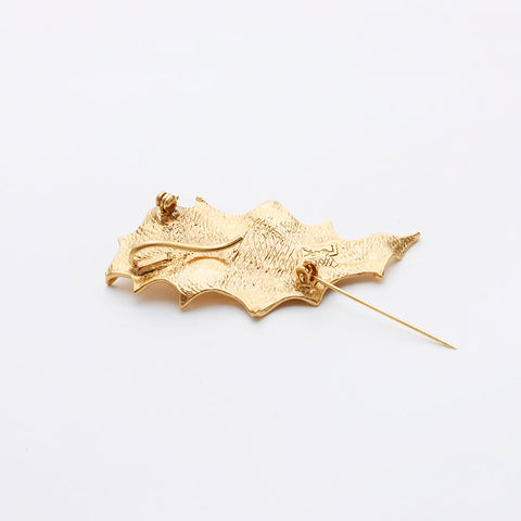 Yves Saint Laurent Leaf Motif Brooch Gold WS11487
