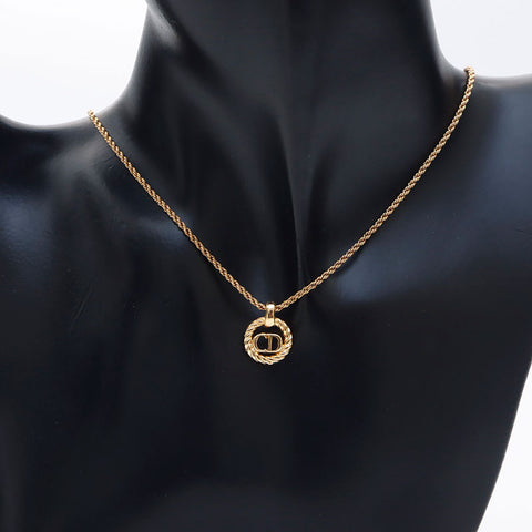 Christian Dior round CD logo necklace gold WS11496