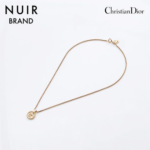 Christian Dior round CD logo necklace gold WS11496