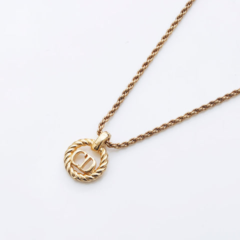 Christian Dior round CD logo necklace gold WS11496
