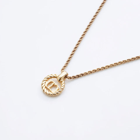 Christian Dior round CD logo necklace gold WS11496