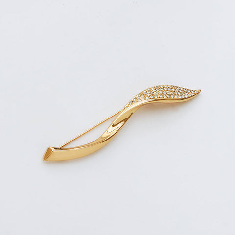 克里斯蒂安·迪奥（Christian Dior Leaf）图案水钻胸针金WS11504