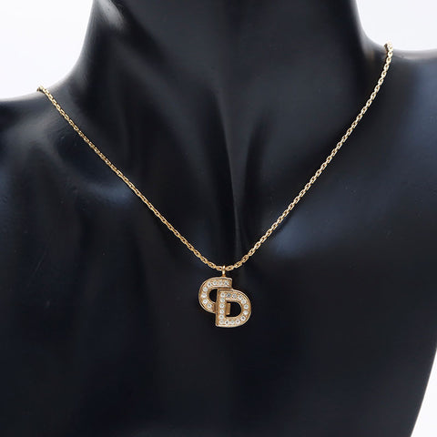 基督教Dior CD徽标水钻项链金WS11506