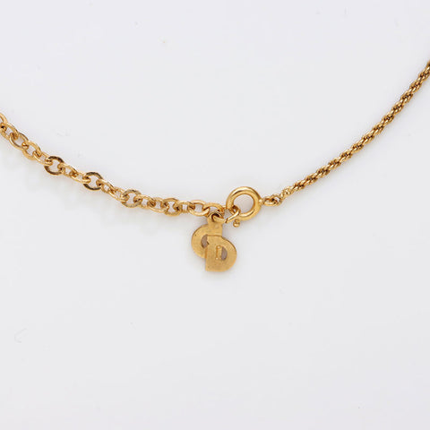 Christian Dior Round CD Logo Halskette Gold WS11510