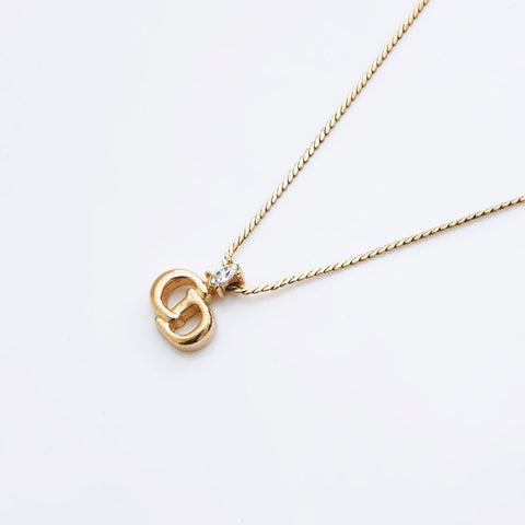 Diorネックレス Christian Dior CD Logo Rhinestone Necklace Gold WS11525