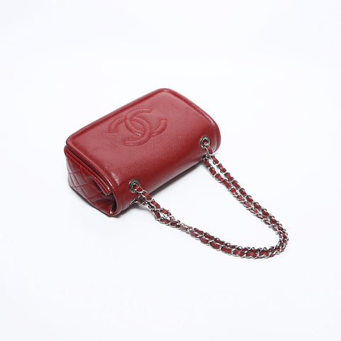Chanel Chanel Deka Coco Mark Caviar皮肤链16肩袋红色WS11537