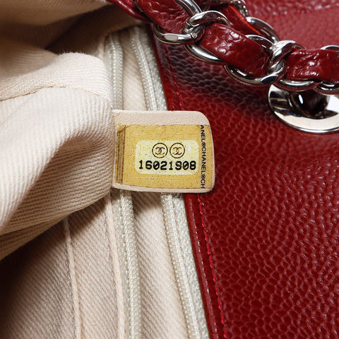 Chanel Chanel Deka Coco Mark Caviar皮肤链16肩袋红色WS11537