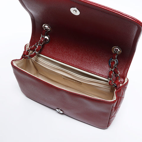 Chanel Chanel Deka Coco Mark Caviar皮肤链16肩袋红色WS11537
