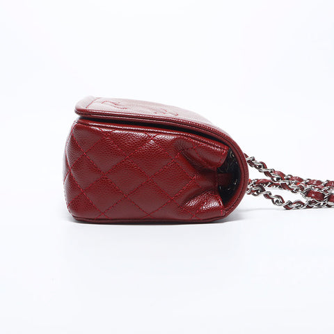 Chanel Chanel Deka Coco Mark Caviar皮肤链16肩袋红色WS11537