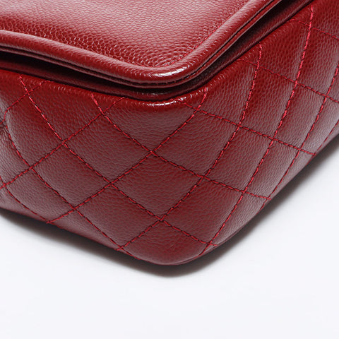 Chanel Chanel Deka Coco Mark Caviar皮肤链16肩袋红色WS11537