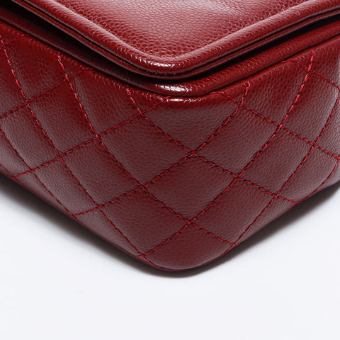 Chanel Chanel Deka Coco Mark Caviar皮肤链16肩袋红色WS11537