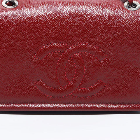 Chanel Chanel Deka Coco Mark Caviar皮肤链16肩袋红色WS11537