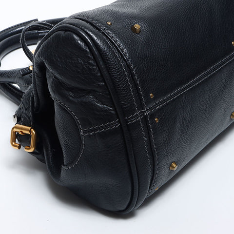 Chloe皮革Paddington Rock Handbag黑色WS11542