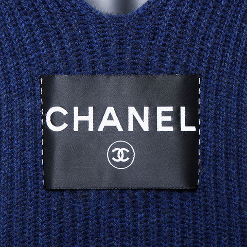 Chanel Chanel 08C Kaschmirgröße: 36 ärmelloses Kleid Navy WS11546 2008