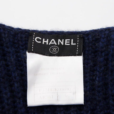 Chanel Chanel 08C Kaschmirgröße: 36 ärmelloses Kleid Navy WS11546 2008