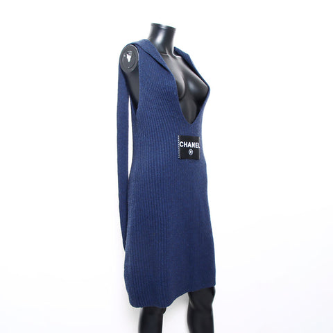 Chanel Chanel 08C Kaschmirgröße: 36 ärmelloses Kleid Navy WS11546 2008