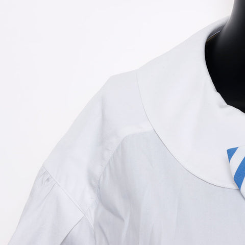 Chanel Chanel 2000S Coco Mark Blouse Stripe Ribbon Short Shirt White WS11548