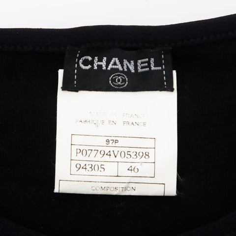 Chanel CHANEL 1997 Coco Mark Cropped Embossed Size: 46 Short Sleeve Shirt Black WS11549