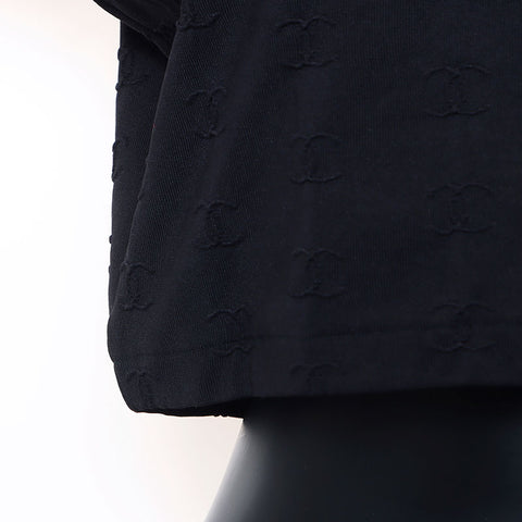 CHANEL 1997 COCO Mark Cropped Embossed Size:46 Short sleeve shirt black WS11549