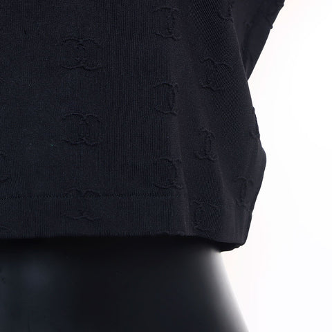 CHANEL 1997 COCO Mark Cropped Embossed Size:46 Short sleeve shirt black WS11549