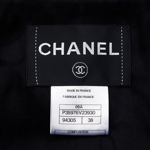 シャネル CHANEL 2009 ボーダー Size:38 ココマークボタン ジャケット ブラック WS11551