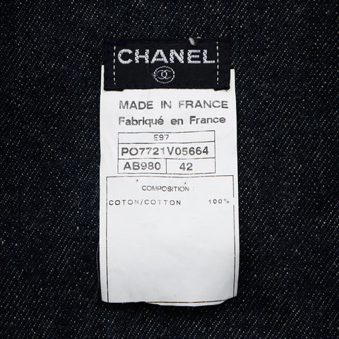 シャネル CHANEL 1997 半袖 デニム ココマークボタン Size:42 ジャケット ネイビー WS11552