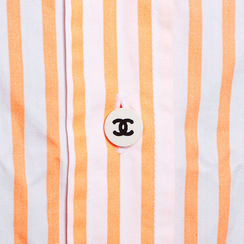 CHANEL Size:42 Stripe COCO Mark embroidery Long sleeve shirt Orange WS11556