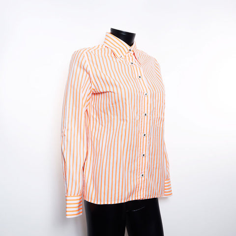 CHANEL Size:42 Stripe COCO Mark embroidery Long sleeve shirt Orange WS11556