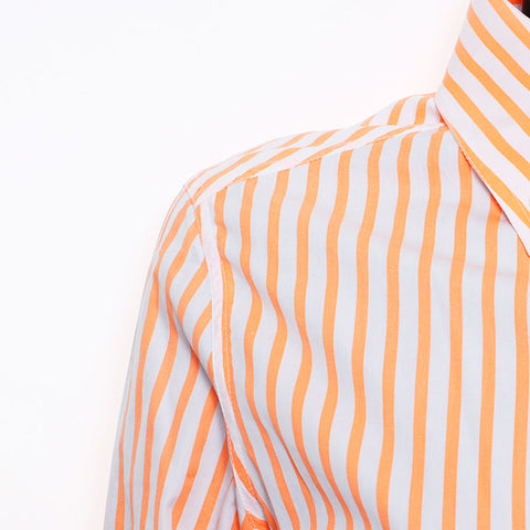 CHANEL Size:42 Stripe COCO Mark embroidery Long sleeve shirt Orange WS11556