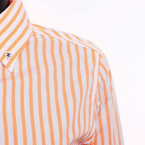Chanel Taille: 42 Stripe Coco Mark Broidered à manches longues Orange WS11556